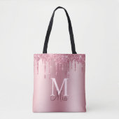 Girly Pink Blush Glitter Drivers Monogram Naam Tas (Voorkant)