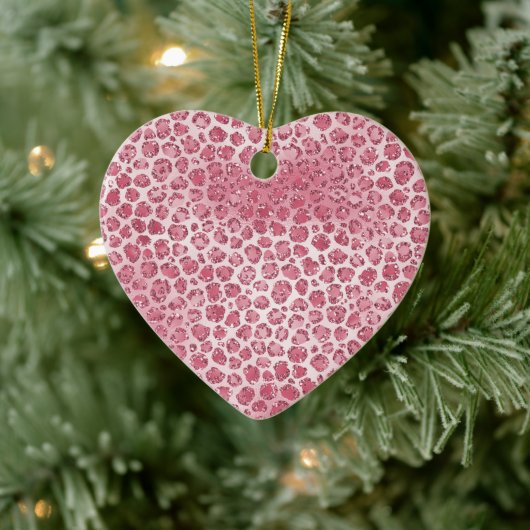 Girly Pink Blush Glitter Leopard Print Keramisch Ornament (Boom)