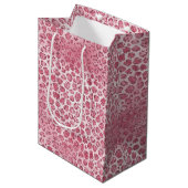 Girly Pink Blush Glitter Leopard Print Medium Cadeauzakje (Voorkant Gekanteld)