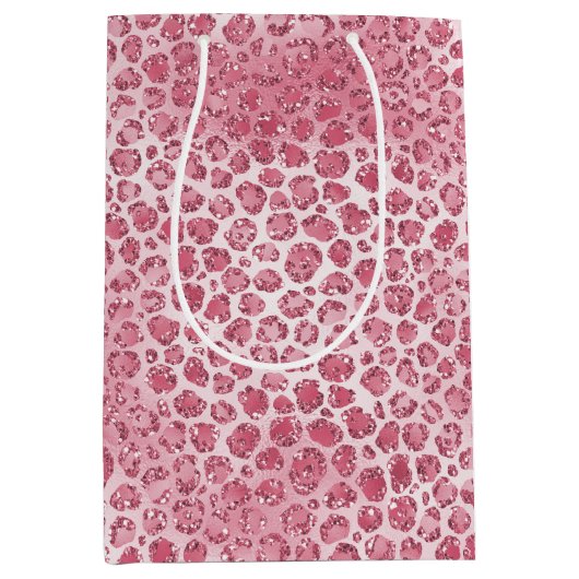 Girly Pink Blush Glitter Leopard Print Medium Cadeauzakje (Voorkant)