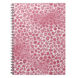 Girly Pink Blush Glitter Leopard Print Notitieboek