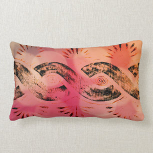 Girly Pink Bokeh Gold en Black Tribal Celtic Knot Kussen