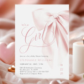 Girly Pink Bow Baby shower Kaart