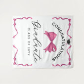 Girly Pink Bow Congrats Afstuderen Achtergrond Wandkleed (Voorkant (horizontaal))