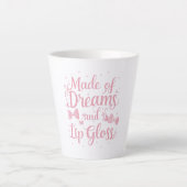 Girly Pink Bow "Dreams and Lip Gloss" Quote Latte Mok (Voorkant)