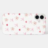 Girly Pink Bow en Hart iPhone Case – Schattigee st (Achterkant (horizontaal))