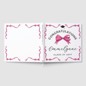 Girly Pink Bow Gefeliciteerd Afstuderen Gastenboek (Volledig)