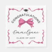 Girly Pink Bow Gefeliciteerd Afstuderen Servet (Voorkant)