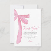 Girly Pink Bow Hand drawn Coquette baby shower  Bedankkaart (Voorkant)