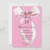 Girly Pink Bow Verjaardag Kaart (Voorkant)