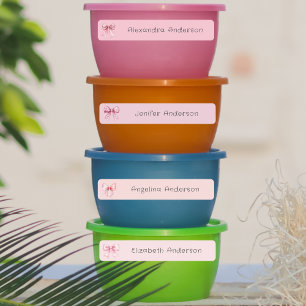 Girly Pink Bow Waterdichte Naam Labels