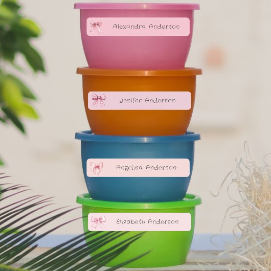 Girly Pink Bow Waterdichte Naam Labels