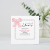 Girly Pink Bow White Pearl Vrijgezellenfeest Kaart (Staand voorkant)