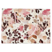 Girly Pink Brown Cream Leopard Animal Print Groot Cadeauzakje (Achterkant)