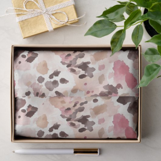 Girly Pink Brown Cream Leopard Animal Print Tissuepapier (Geschenk)