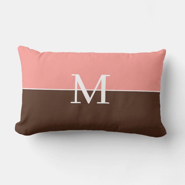 Girly pink &brown monogram kussen (Voorkant)