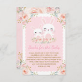 Girly Pink Bunny Rabbit Baby shower Book Request Informatiekaartje (Voorkant / Achterkant)