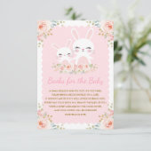 Girly Pink Bunny Rabbit Baby shower Book Request Informatiekaartje (Staand voorkant)