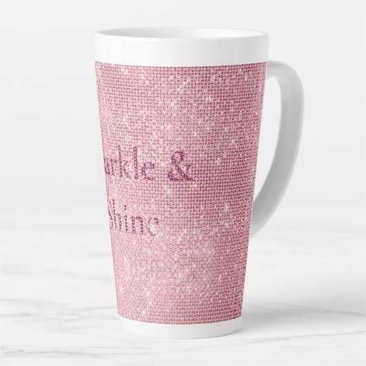 Girly Pink Burgundy Glitzy Sparkle Latte Mok (Rechterhoek)