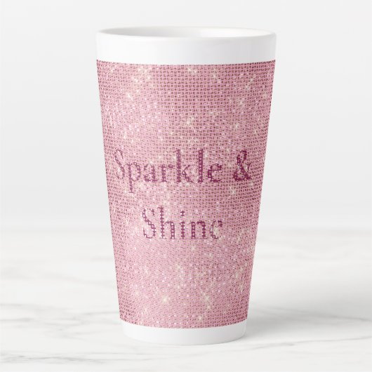 Girly Pink Burgundy Glitzy Sparkle Latte Mok (Voorkant)