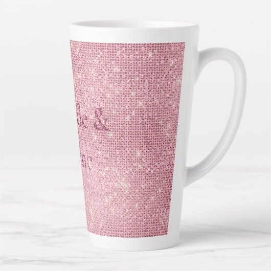 Girly Pink Burgundy Glitzy Sparkle Latte Mok (Rechts)