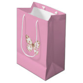 Girly Pink Butterfly Hearts Verjaardag Medium Cadeauzakje (Voorkant Gekanteld)