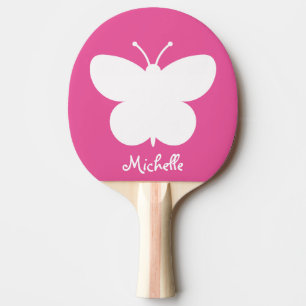 Girly pink butterfly table tennis ping pong paddle tafeltennisbatje