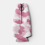 Girly Pink Camo Camouflage Monogram Naam Flesjeskoeler (Achterkant)