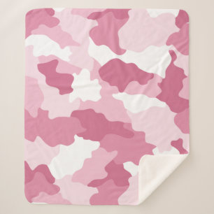 Girly Pink Camouflage Sherpa Blanket Deken