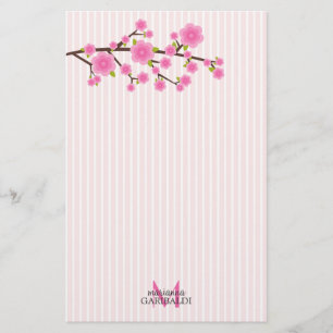 Girly Pink Cherry Blossom , gepersonaliseerd Briefpapier
