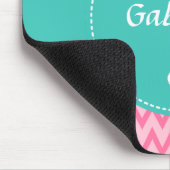 Girly Pink Chevron Pattern kletst met naam Muismat (Hoek)