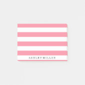 Girly Pink Classic Stripes Monogram Opmerkingen Post-it® Notes (Voorkant)