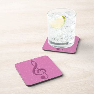 Girly Pink Clef en Musical Notes Bier Onderzetter