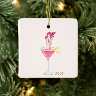 Girly Pink Cocktail Keramisch Ornament