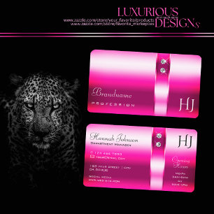 Girly Pink Colors Diamonds Initialen openinguren Visitekaartje