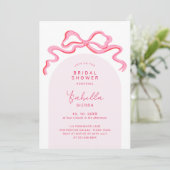 Girly Pink Coquette Ribbon Bow Arch Vrijgezellenfe Kaart (Staand voorkant)