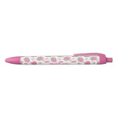 Girly Pink Coquette Strawberry Flower Script Naam Zwarte Inkt Pen (Bovenkant)