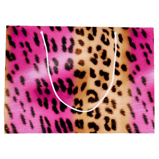 Girly Pink Cream Luipaard Print Groot Cadeauzakje (Achterkant)