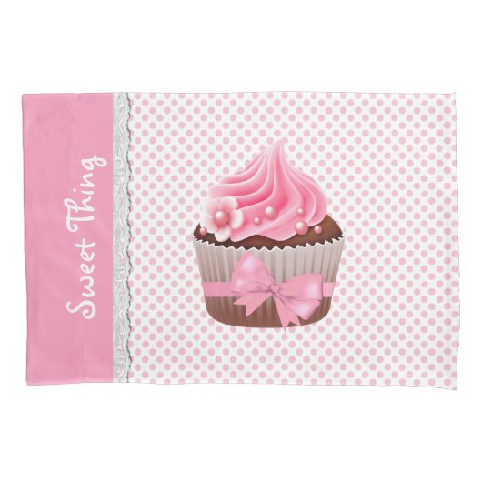 Girly Pink Cupcake Pillow Hoesje Kussensloop (Voorkant)