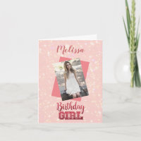 Girly Pink Custom Foto|Naam Roze Sparkle Birthday