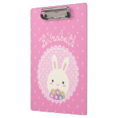 Girly Pink Cute Kawaii Bunny & Flowers Custom Name Klembord (Links)
