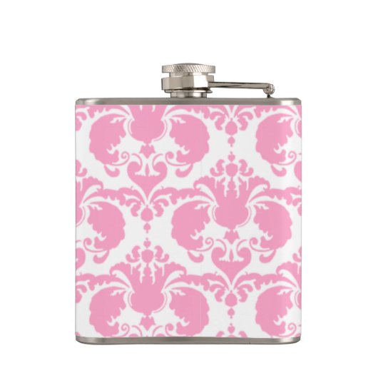 Girly Pink Damask Heupfles (Achterkant)