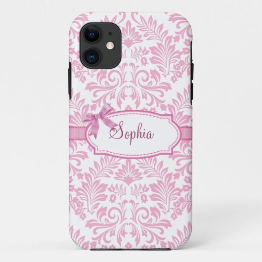 Girly Pink Damask Iphone 5 Hoesje (Achterkant)
