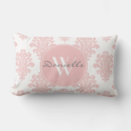 Girly Pink Damask Monogram Kussen