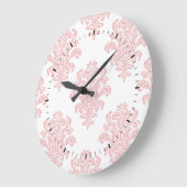 Girly Pink Damask Pattern Grote Klok (Hoek)