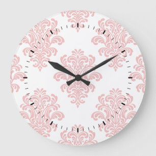 Girly Pink Damask Pattern Grote Klok