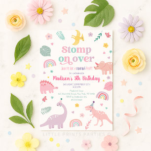Girly Pink Dinosaurus Verjaardag Kaart