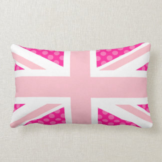 Girly Pink Dot Union Jack Kussen