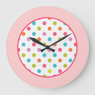 Girly Pink Dots Clock Grote Klok