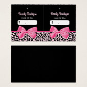 Girly Pink Empreinte de léopard Bow Boutique Hang  (Devant & derrière)
